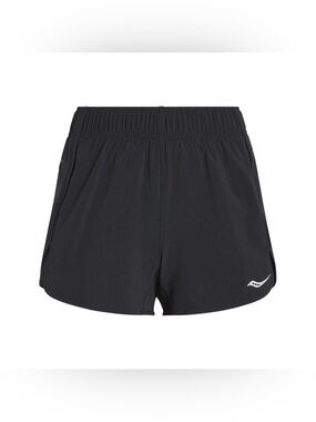 Saucony Mens Black Lined Running Shorts active Gym Workout size medium pocket